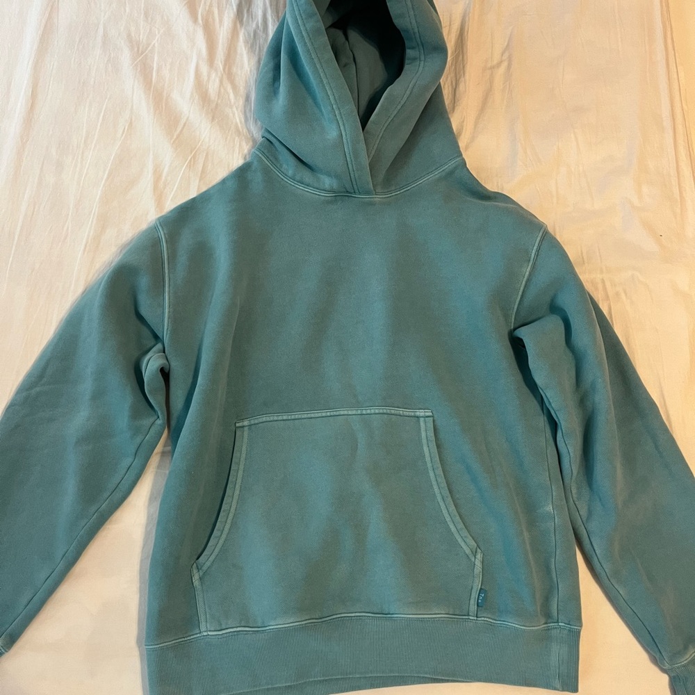 aritzia tna teal cozy fleece perfect hoodie